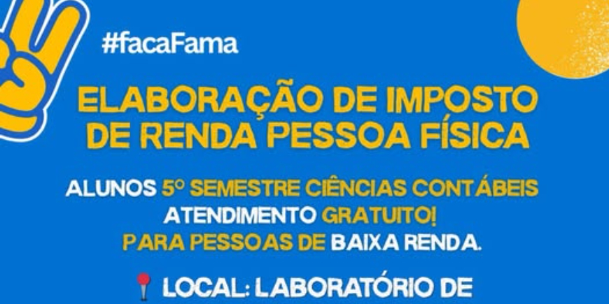 IRPF 2026 GRATUITO na FAMA Iturama/MG